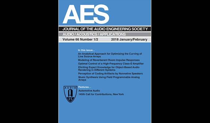 Download The Journal of the Audio Engineering Society January/February Edition - Now in the AES E-Library