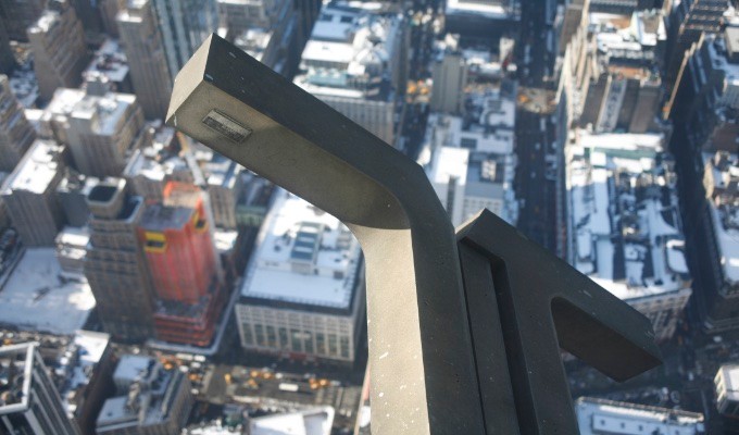 An Alford antenna element, like the one shown here mounted on the Empire State Building where the antenna array served multiple FM stations and millions of listeners for over 50 years, will be on display during AES New York 2019. Photo Credit: Photo by Doc Searls (CC BY-SA 2.0)