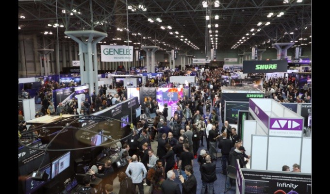 Attendees take in the AES New York 2019 Exhibition floor, hosting 236 exhibiting brands alongside 130 sessions on the Exhibition Hall's Inspiration Stages and in its topical Theaters