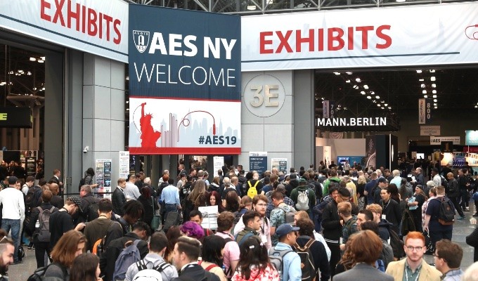Attendees gather at the opening of the AES New York 2019 Convention Exhibition Hall at the Jacob Javits Center on Wednesday, October 16, 20. AES New York 2019 featured 130 sessions hosted on the Exhibition Hall's Inspiration Stages and in its topical Theaters, alongside 236 brands showcasing their latest products and services, with total event registration once again topping 14,000