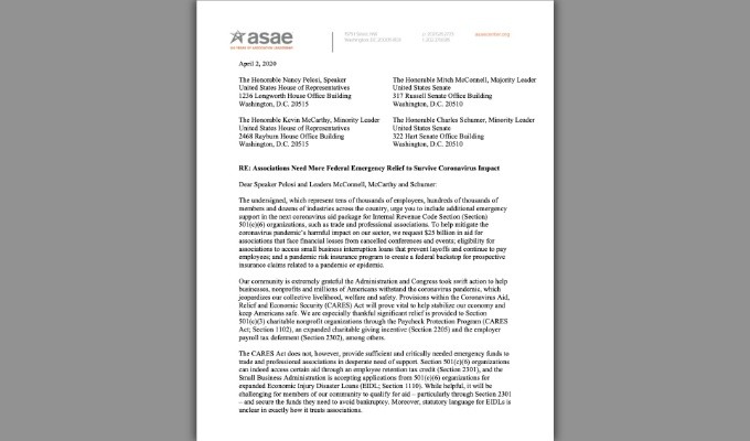 AES Joins in Call for CARES Act to Extend to Professional Organizations