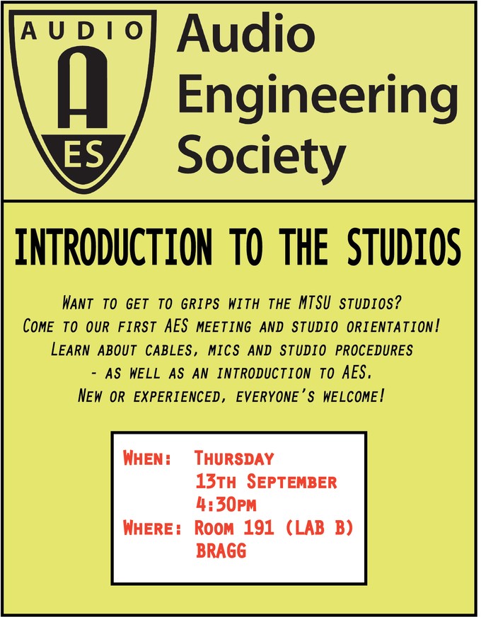 Past Event: Introduction to the Studios and AES