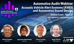 AES Audio Product Education Institute Webinar to Explore Acoustic Vehicle Alert Systems (AVAS) and Automotive Sound Design