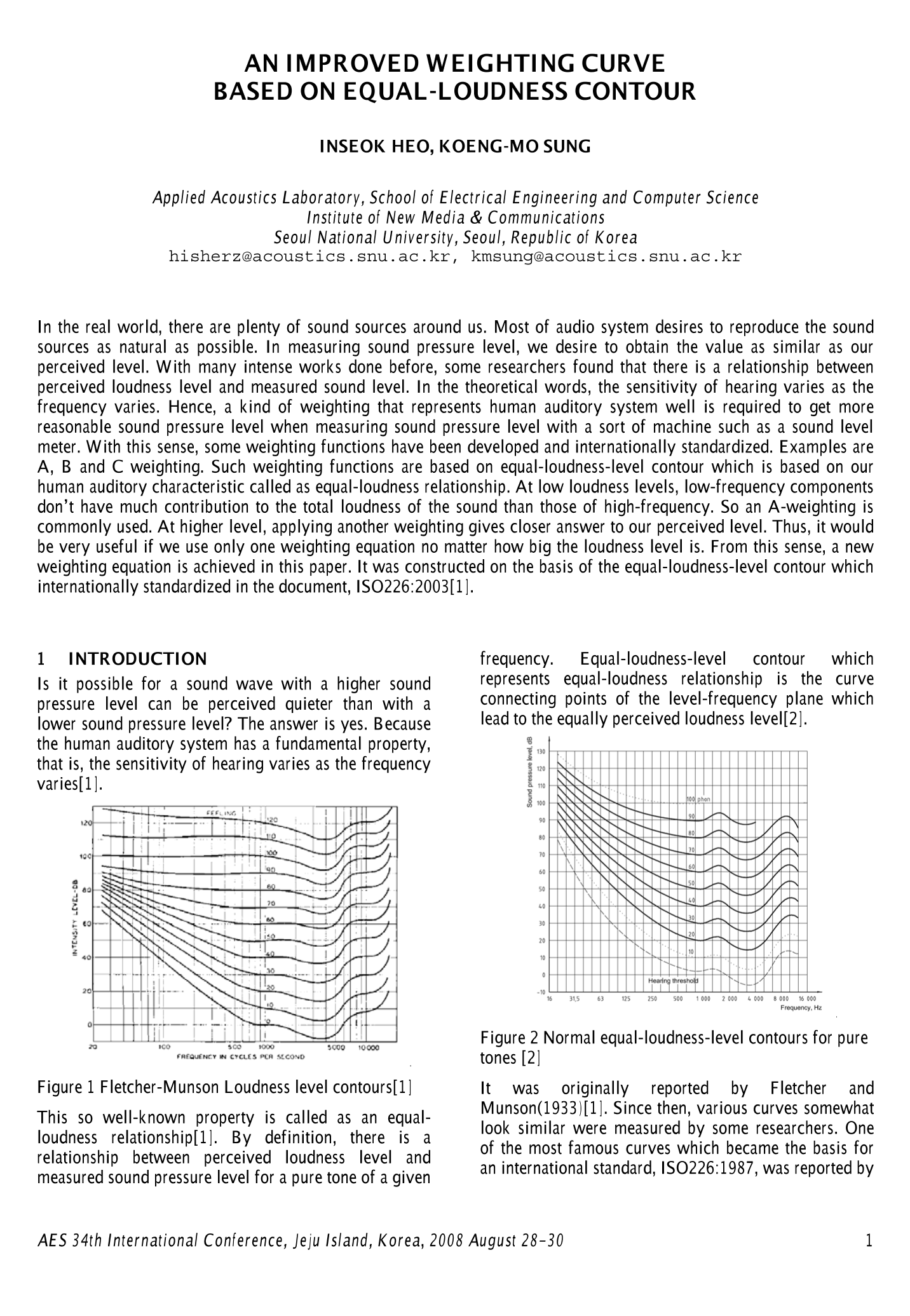 AES E-Library » Improved Weighting Based on Equal-Loudness Contour
