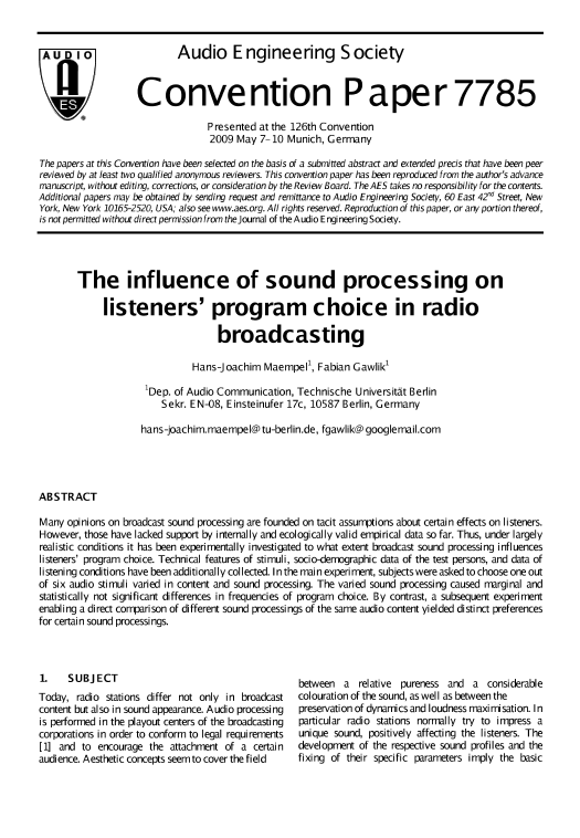 Broadcasters & Broadcast Listeners