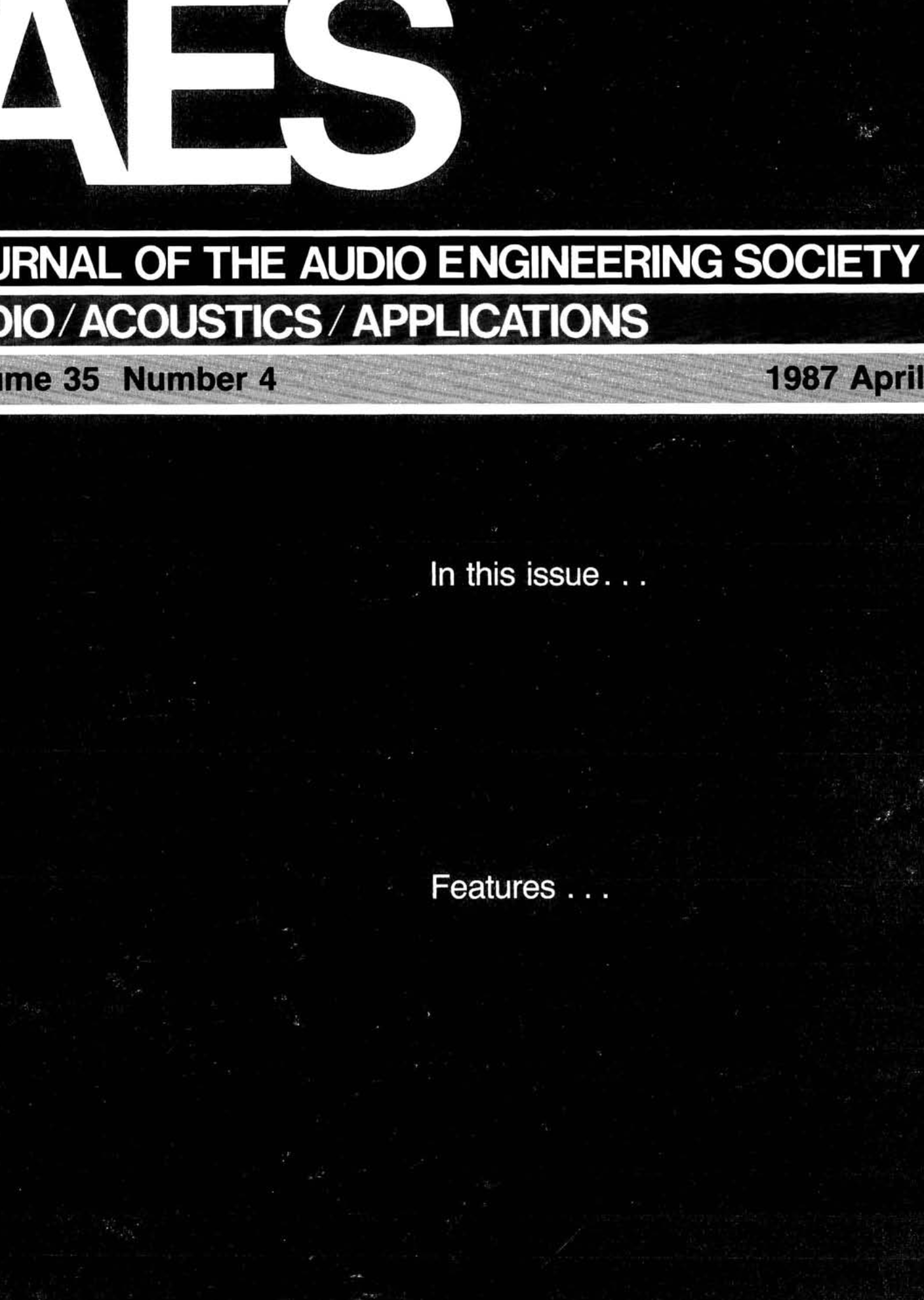 Aes E Library Complete Journal Volume 35 Issue 4