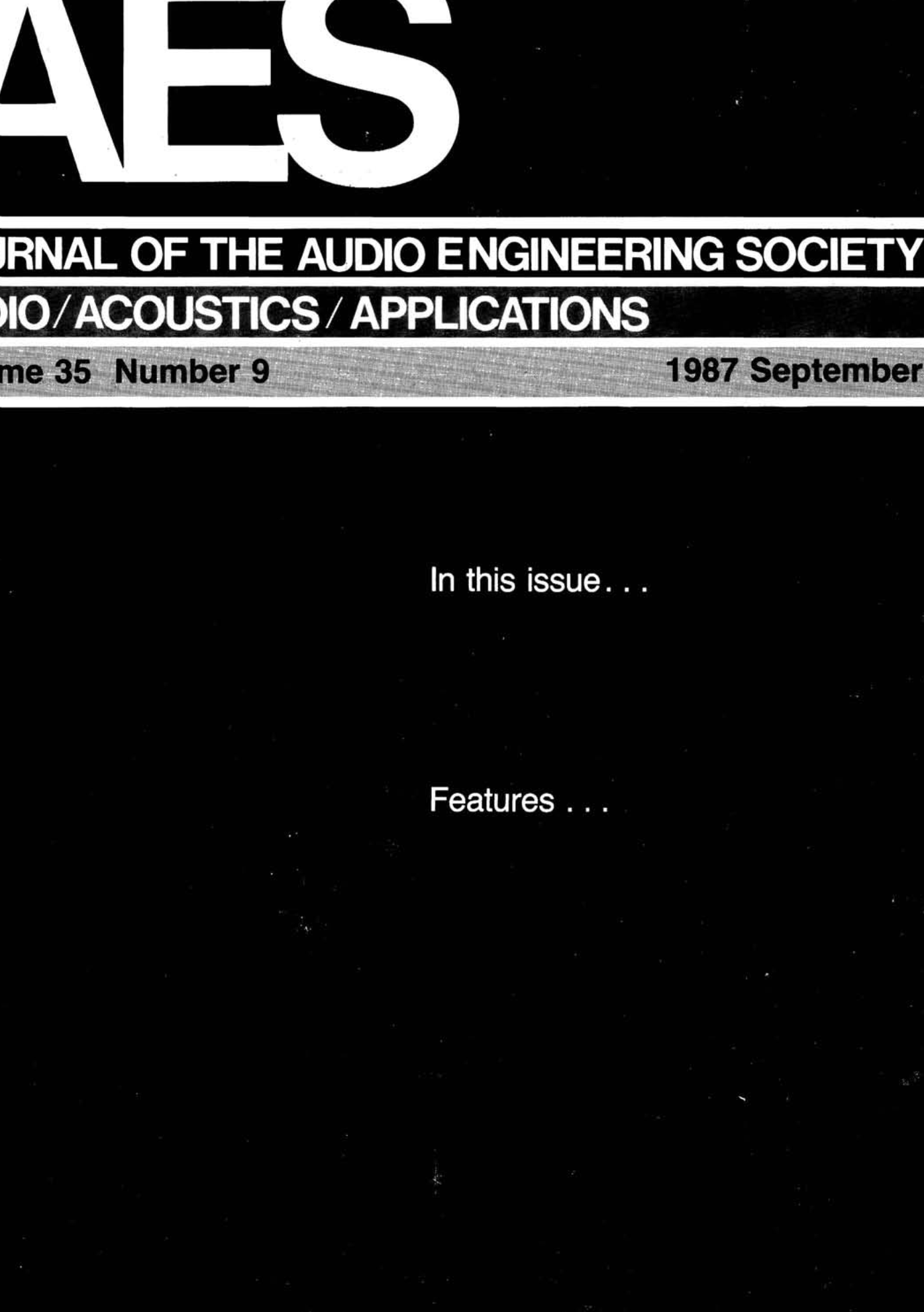 AES E-Library » Complete Journal: Volume 35 Issue 9