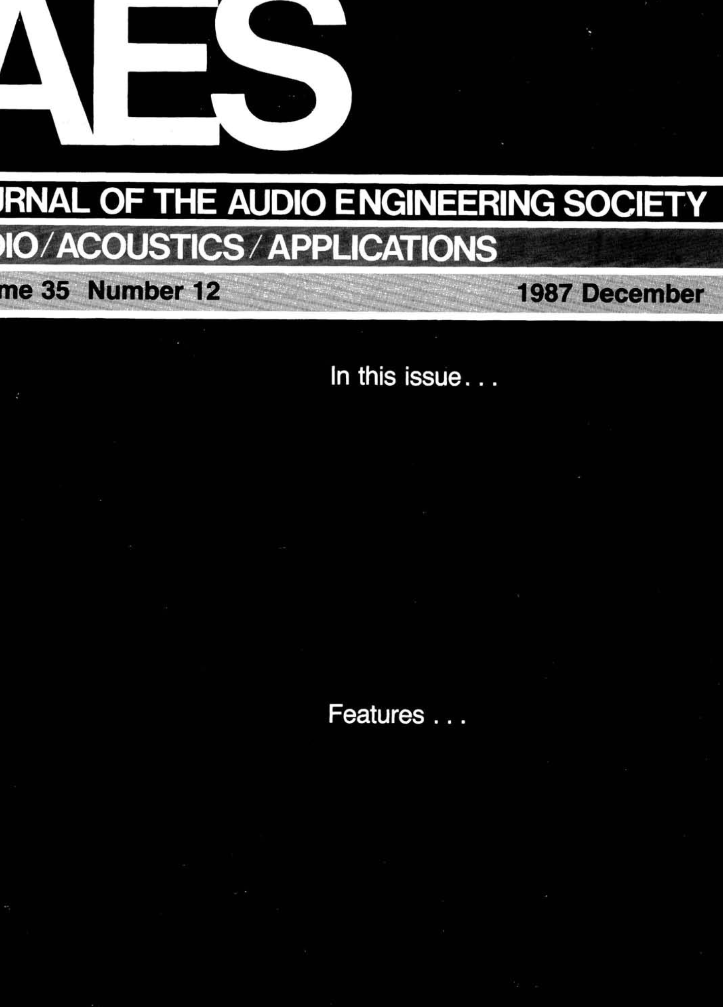 Aes E Library Complete Journal Volume 35 Issue 12