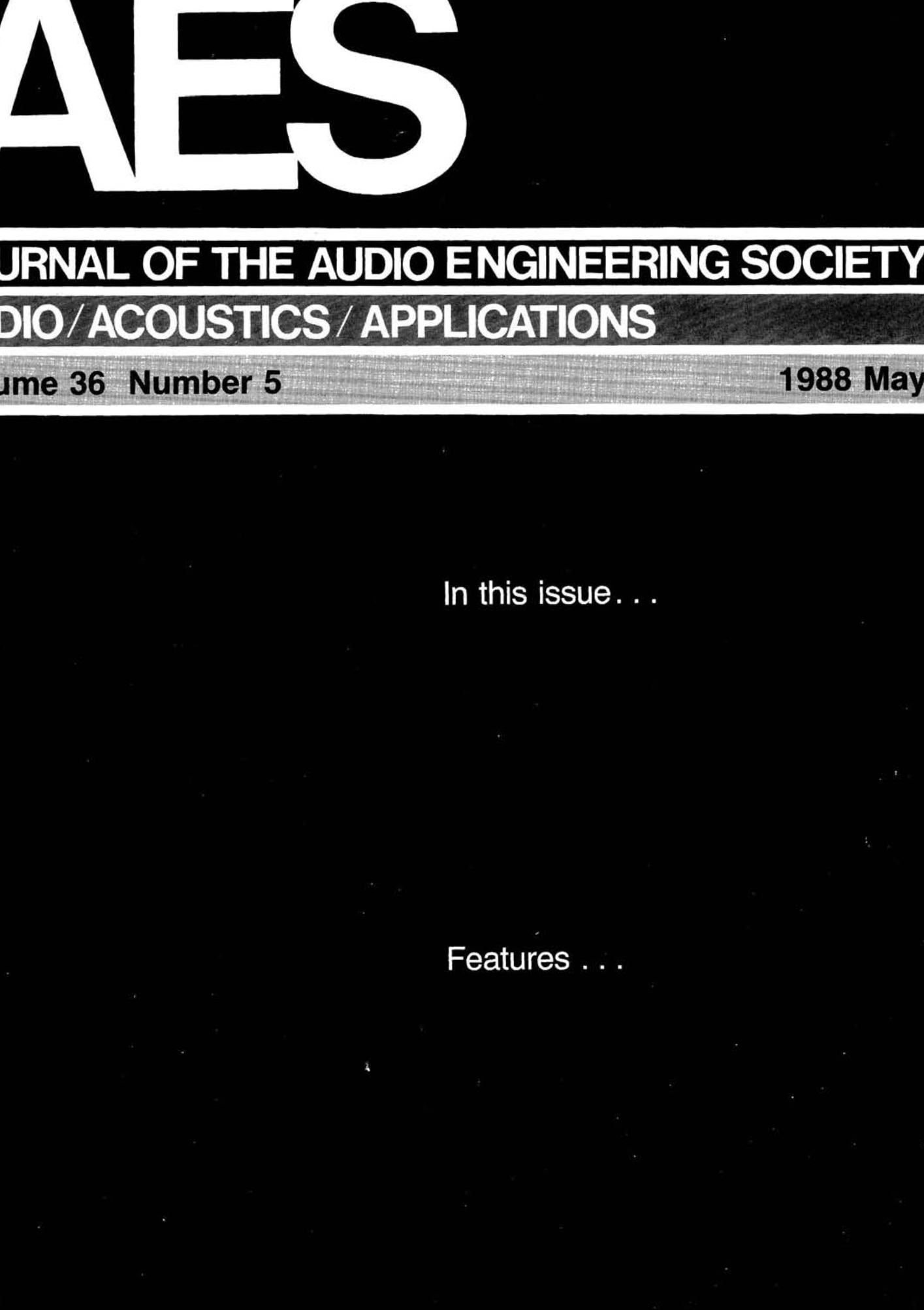 AES E-Library » Complete Journal: Volume 36 Issue 5