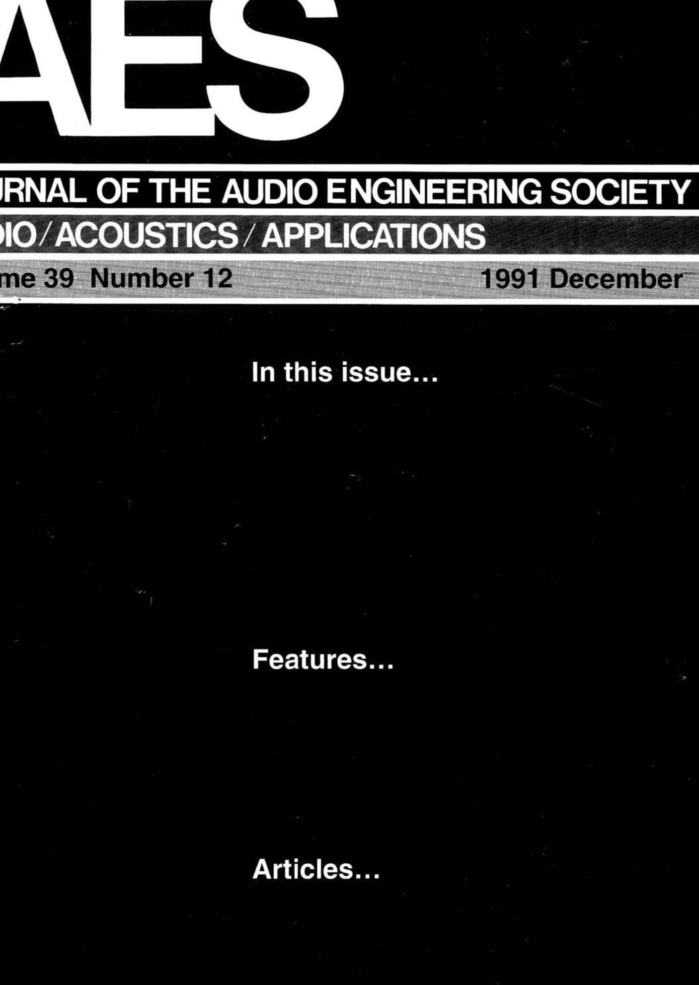 AES E-Library » Complete Journal: Volume 39 Issue 12