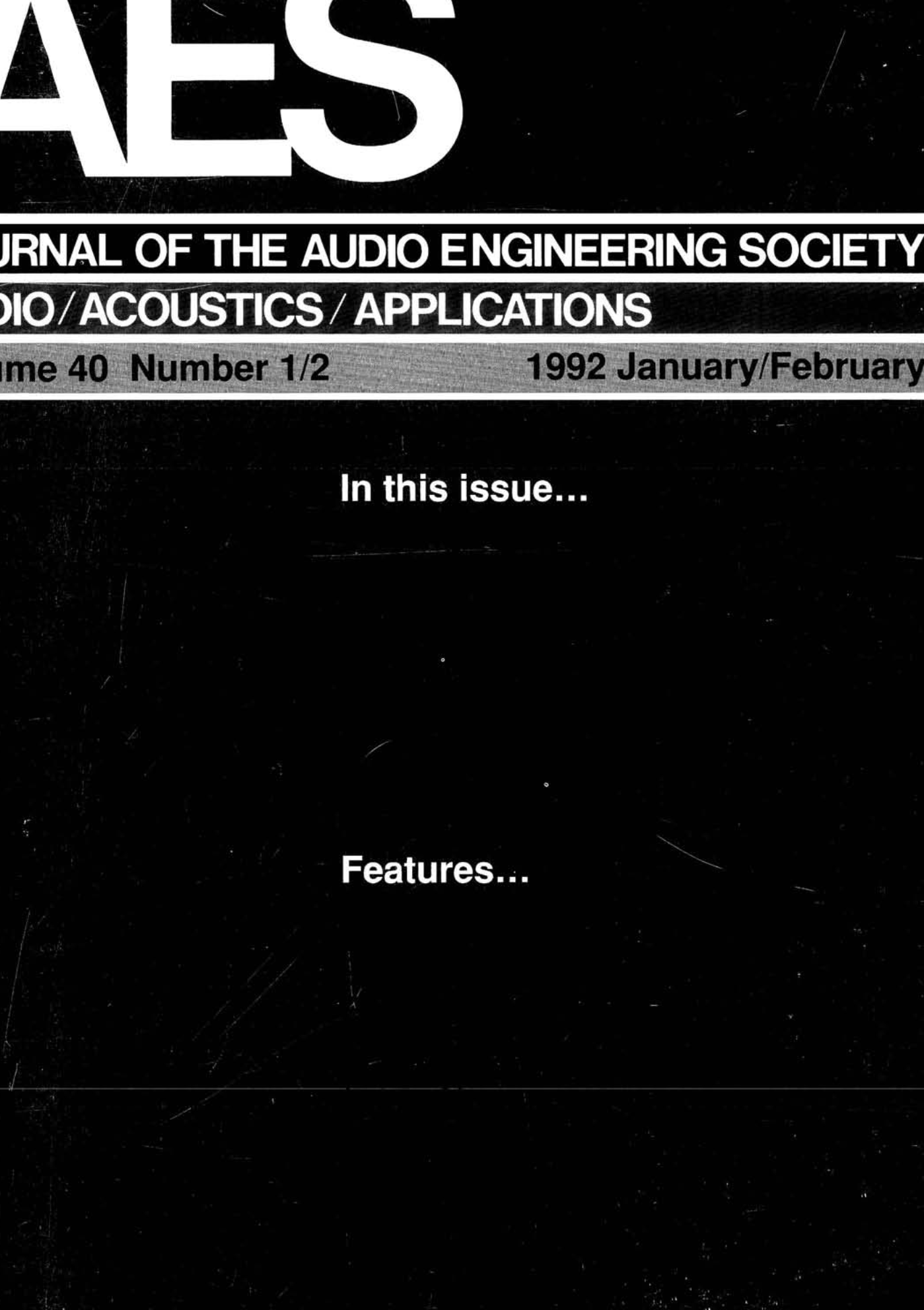 AES E-Library » Complete Journal: Volume 40 Issue 1/2