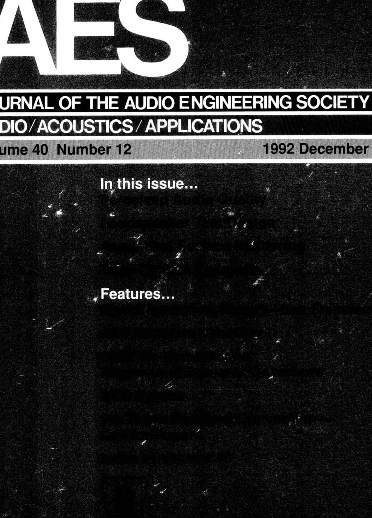 AES E-Library » Complete Journal: Volume 40 Issue 12
