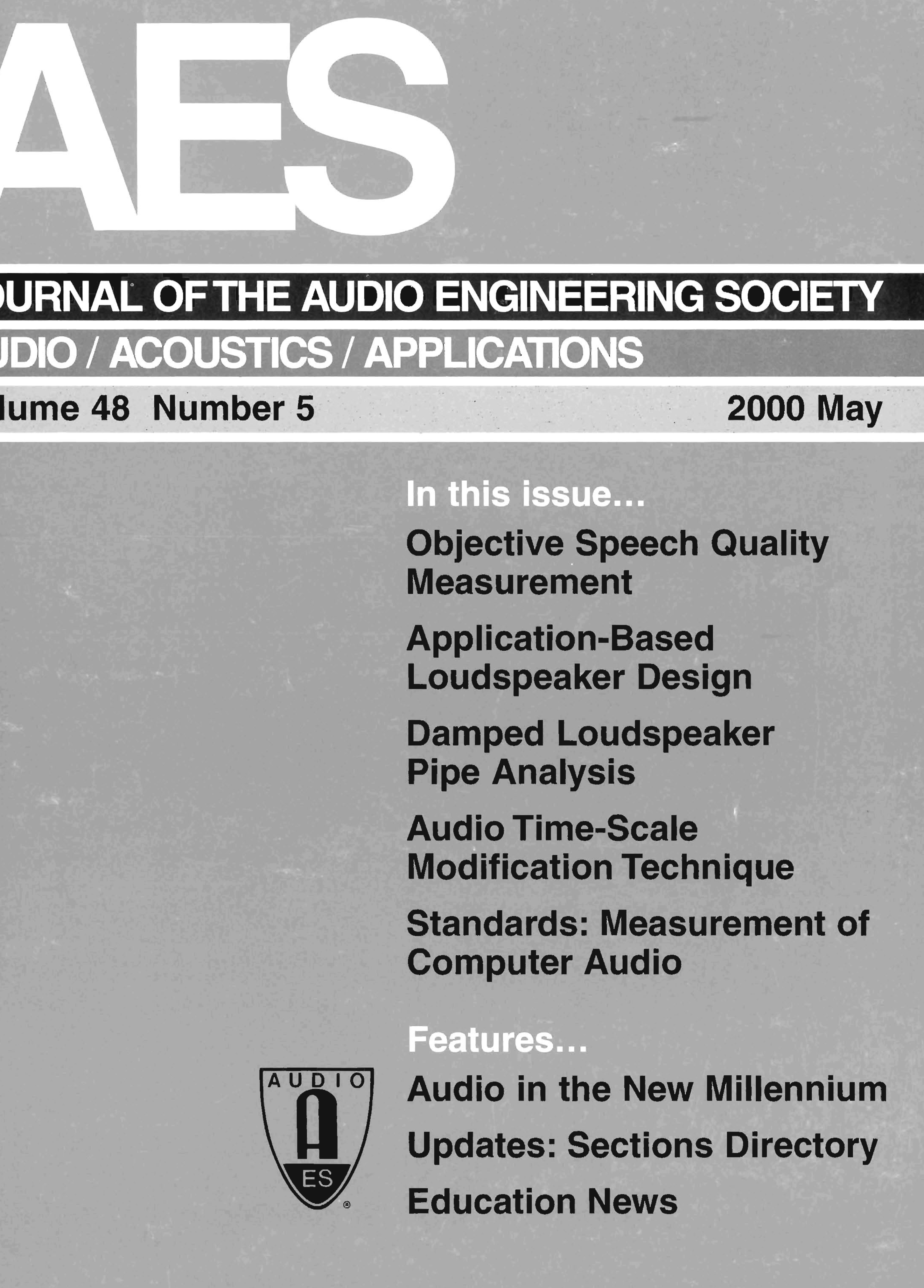 AES E-Library » Complete Journal: Volume 48 Issue 5