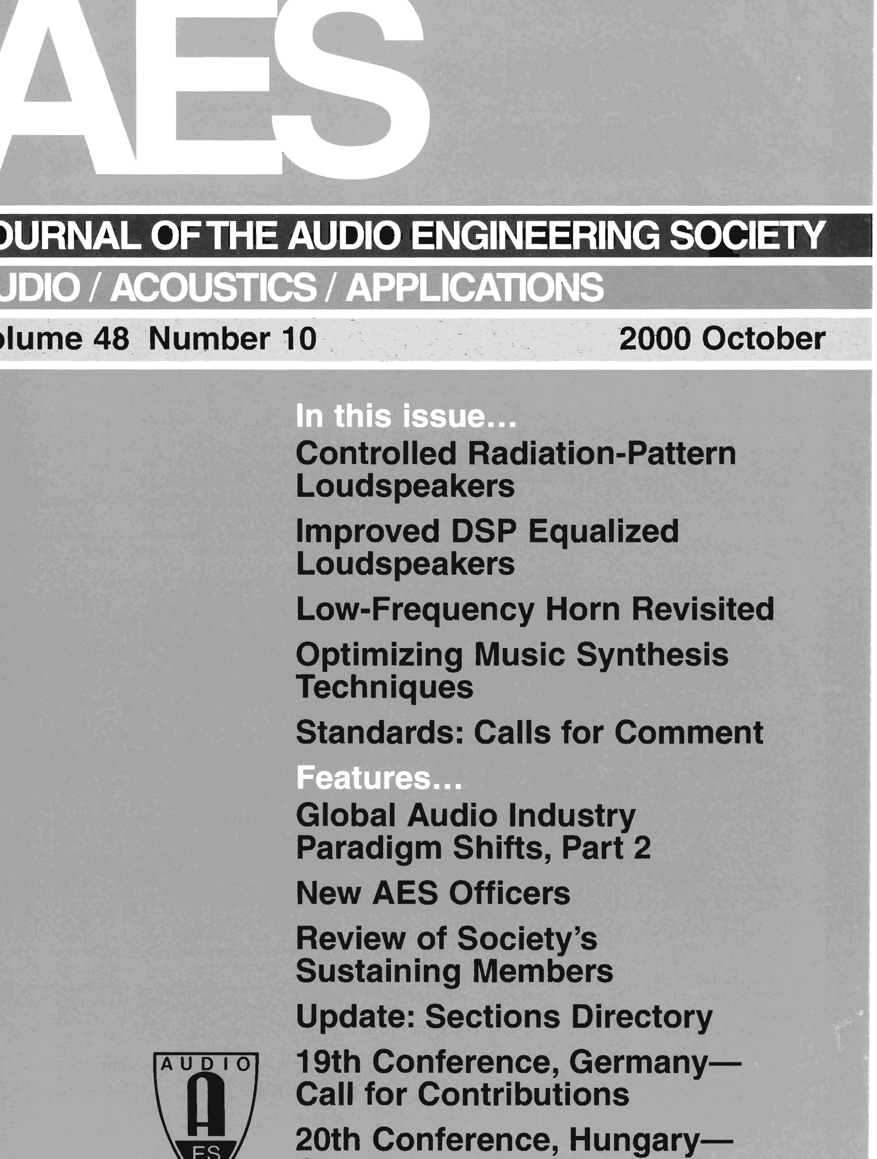 AES E-Library » Complete Journal: Volume 48 Issue 10