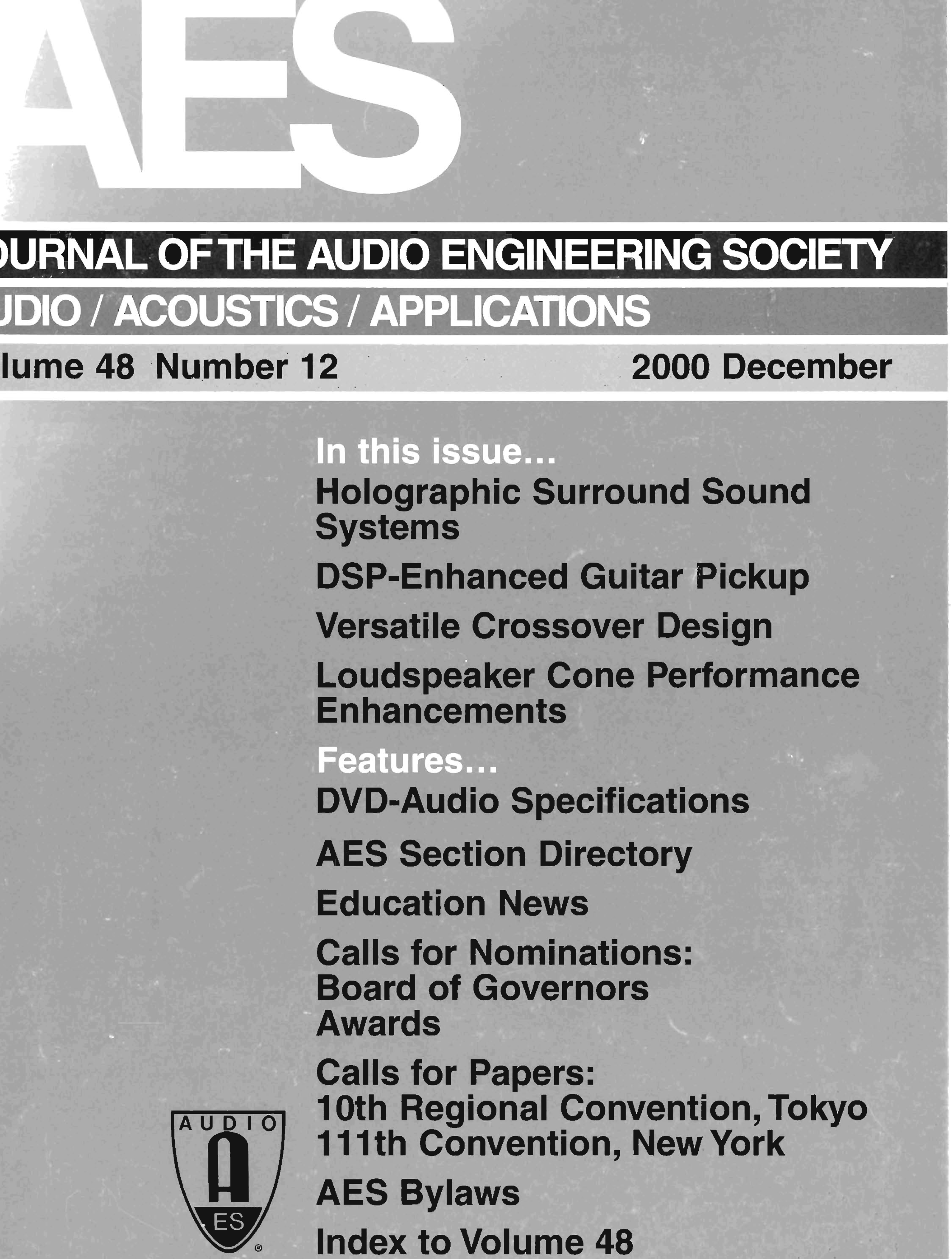 AES E-Library » Complete Journal: Volume 48 Issue 12