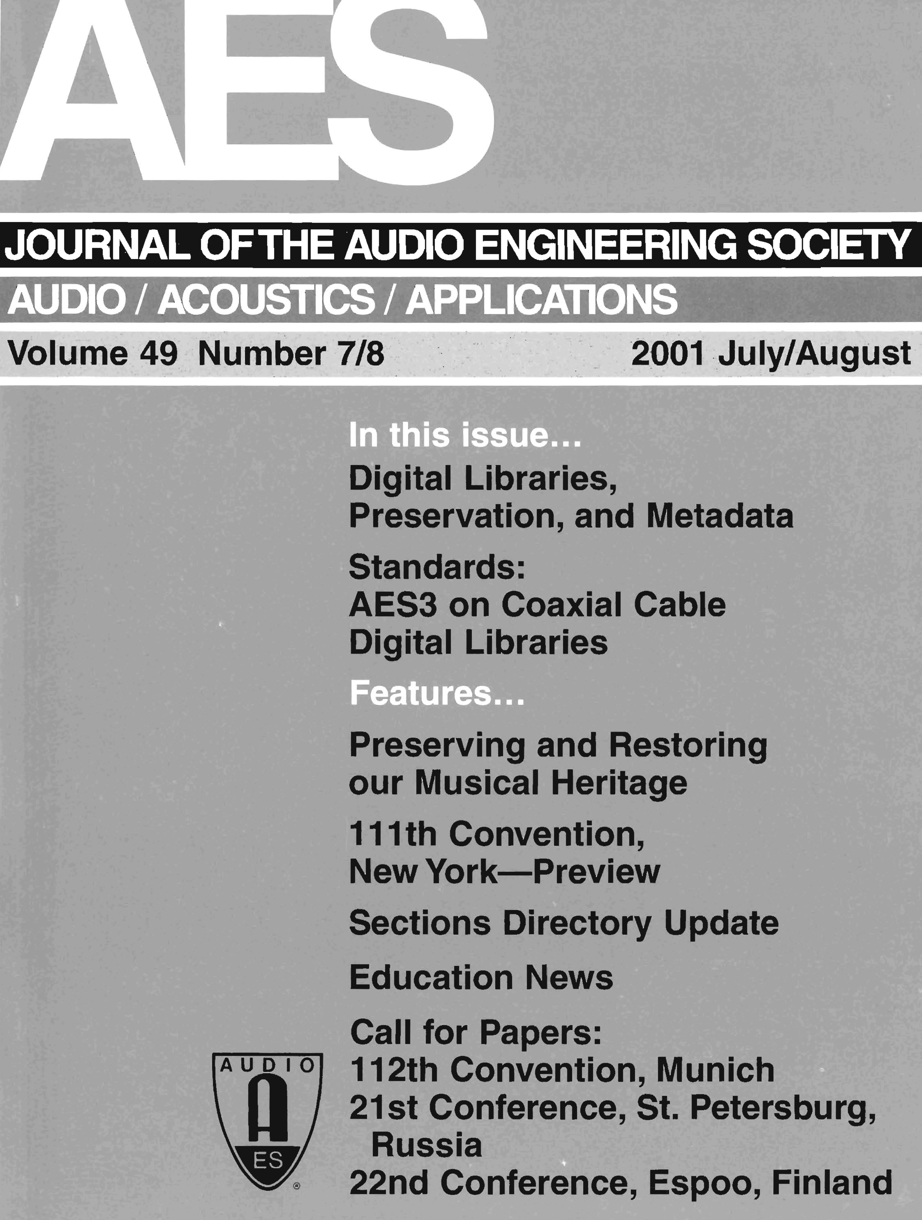 AES E-Library » Complete Journal: Volume 49 Issue 7/8