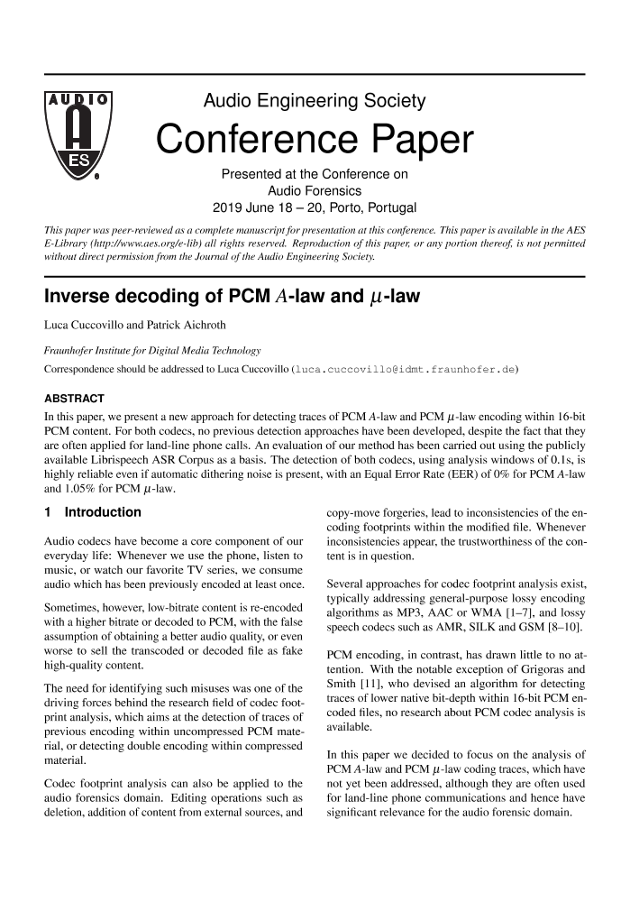 Aes E Library Inverse Decoding Of Pcm A Law And µ Law